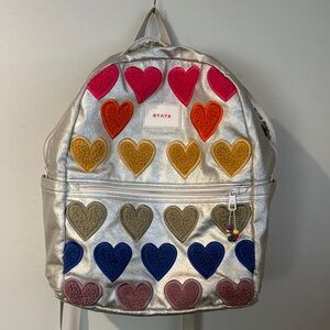 STATE Metallic Backpack with Heart Accents